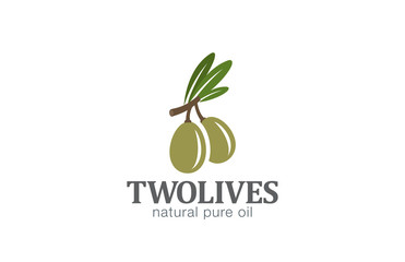 Two Olives Logo design vector template. Agriculture Farm Olive