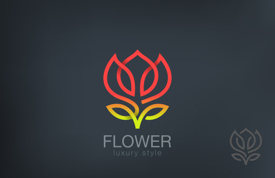 Abstract Flower Logo design vector line art style