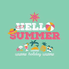 Hello summer holiday - freehand drawing vector illustration