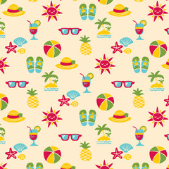Summer Icon pattern - freehand drawing vector illustration