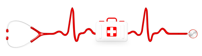 First aid kit with a stethoscope and ECG - 80466646