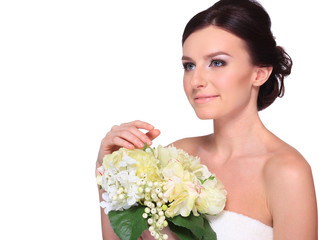 Portrait of a young beautiful bride.