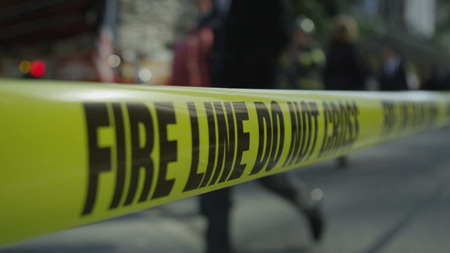 Fire tape sections off an area of possible danger
