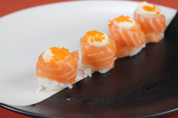 Japanese  cuisine sushi set with salmon