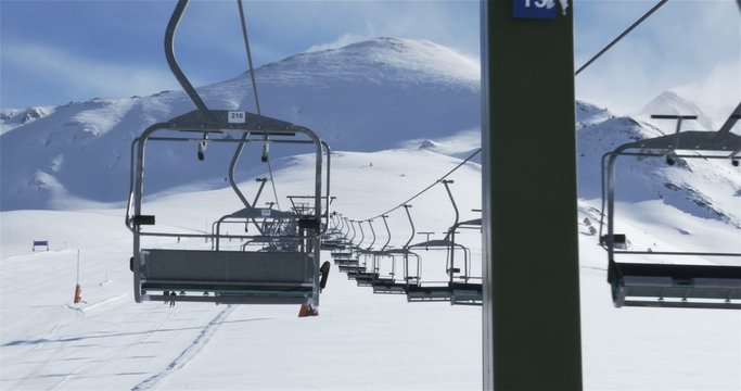 Empty Ski lift in movement