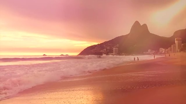 Rio de Janeiro Brazil Ipanema Beach Slow Motion Waves