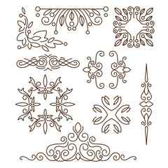 Monograms,line design elements for logos, frames and borders in