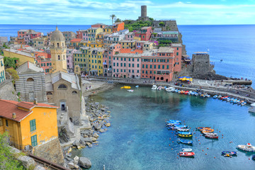 Vernazza aerial view, Cinque Terre, Italy