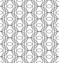 Black and white geometric seamless pattern with wavy line.