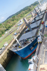 Tanker leaving Gatun Locks, Panama Canal