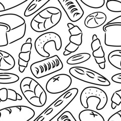 bakery products doodle sketch icons seamless pattern eps10