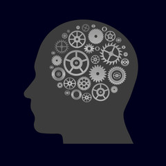 various cogwheels parts in human head - thinging eps10