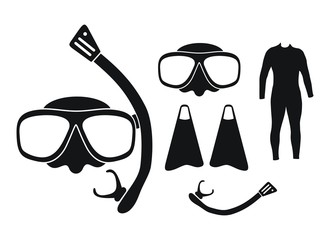 snorkeling equipment - silhouette