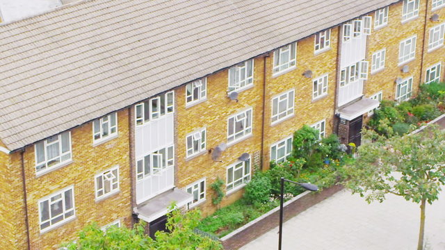 High angle view of a residential area in a suburb of London, UK