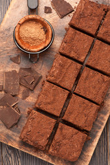 chocolate brownies. top view.