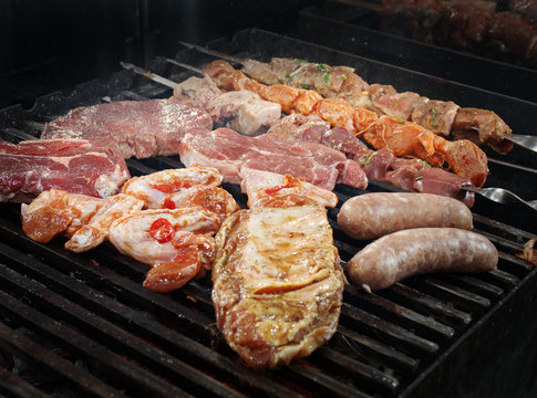 cooking meat  barbecue
