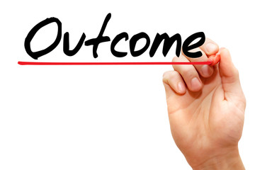 Hand writing Outcome with marker, business concept