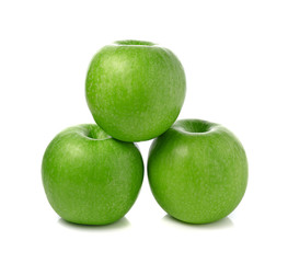 Green apple on white background, focus on apple