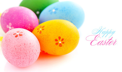 Colorful easter eggs isolated over white background