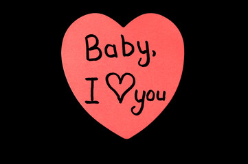 pink heart with an inscription