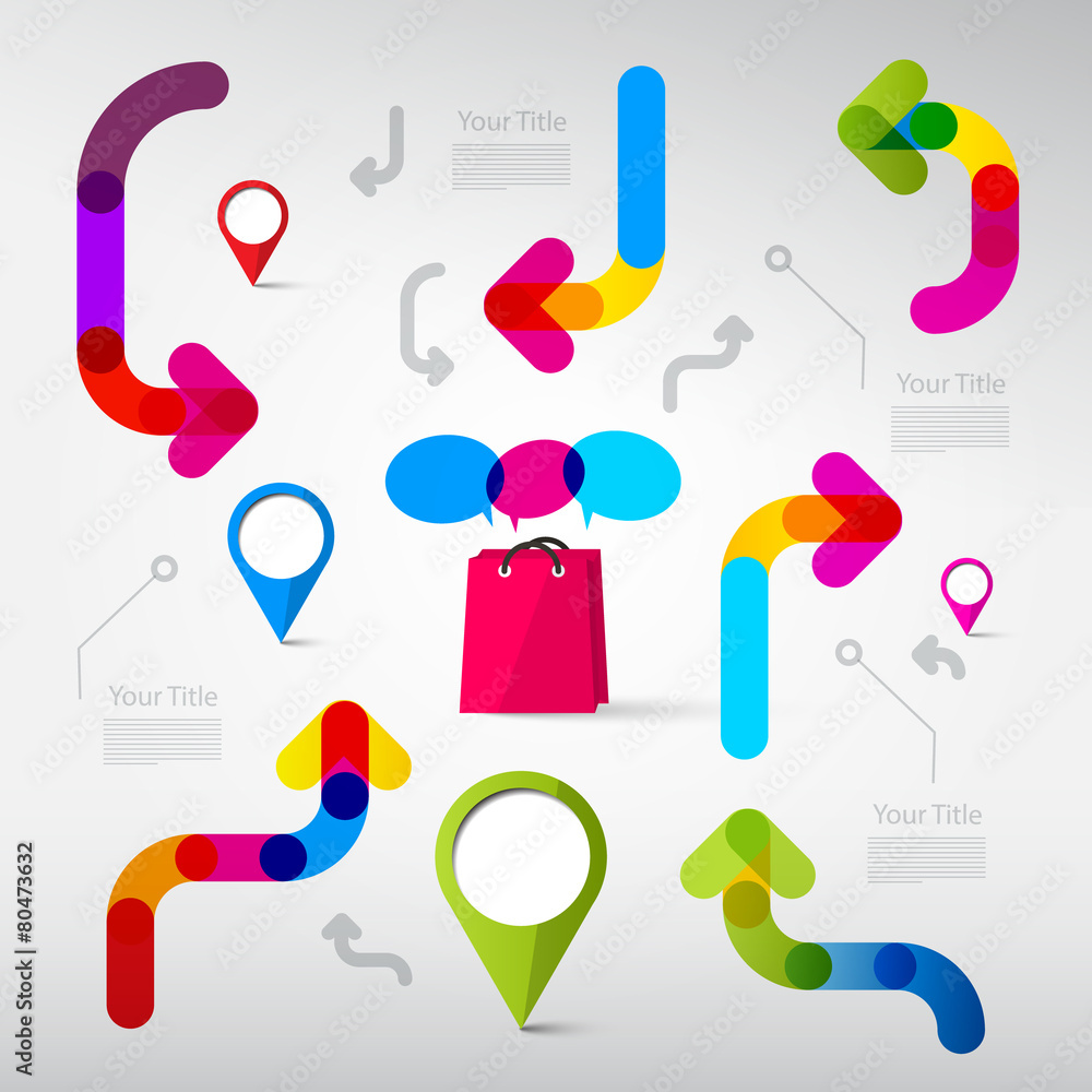 Poster vector colorful transparent arrows web page template