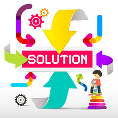 Solution Title with Colorful Paper Arrows Vector Illustration