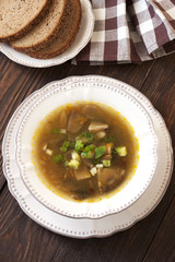 Mushroom soup in ceramic  bowl