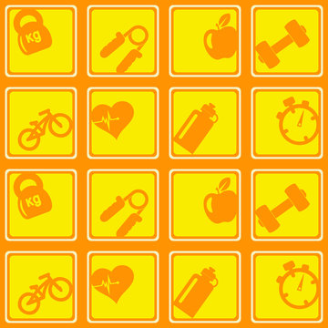 Seamless background with fitness symbols for your design