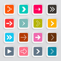 Vector Arrows Set on Colorful Square Papers