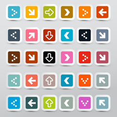 Vector Arrows Set on Colorful Square Papers