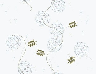 Dandelions in soft colors on the wind canvas.