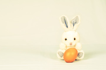 Fototapeta na wymiar White rabbit on white background