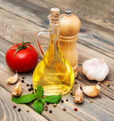 olive oil,  basil, tomato and garlic