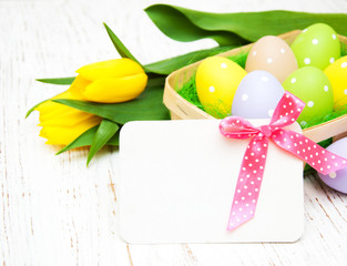 card with fresh flowers tulips