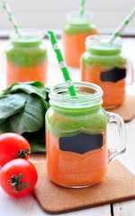Healthy vegetable smoothie and juice