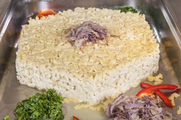 German spaetzle noodles at a buffet