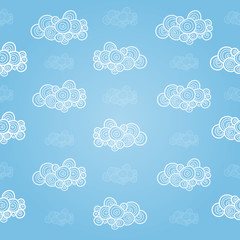 Seamless pattern with hand-drawn clouds
