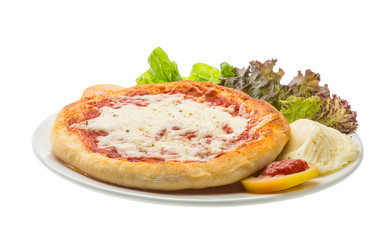 Pizza with tomato and cheese
