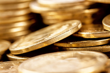 Bright golden coins shot a bunch