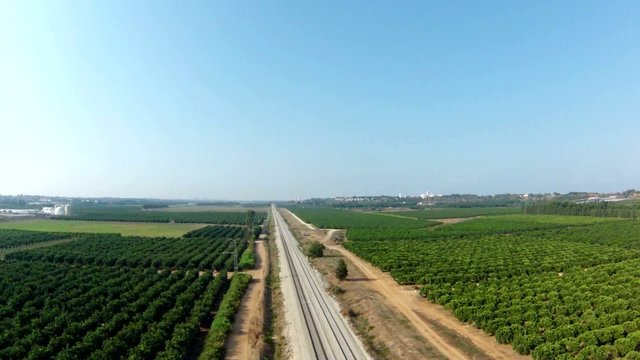 Aerial view of the railway line, Israel