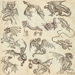 Obraz premium Dragons. An hand drawn freehand sketches. Originals.
