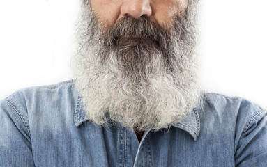 Half senior face with long white beard