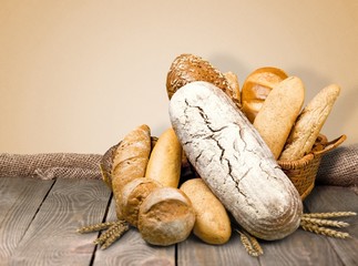 Bread. Different types of bread with space for text