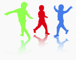 boys silhouettes happy