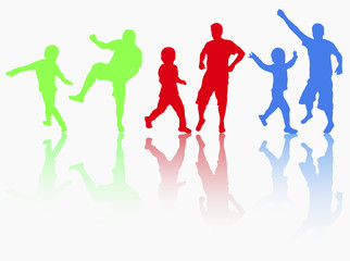 man with son dancing together