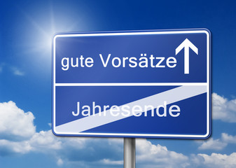 Obraz premium Gute Vorsätze Silvester Jahresende Schild