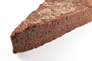  Sweet and tasty chocolate cake on a white background.