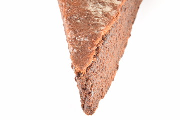  Sweet and tasty chocolate cake on a white background.