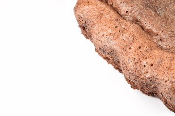  Sweet and tasty chocolate cake on a white background.