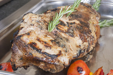 Leg of lamb at a restaurant buffet